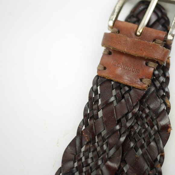 COLUMBIA Brown leather woven braided leather belt main image 11